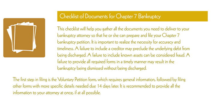 Checklist Of Documents For Chapter 7 Bankruptcy | James Toolbox