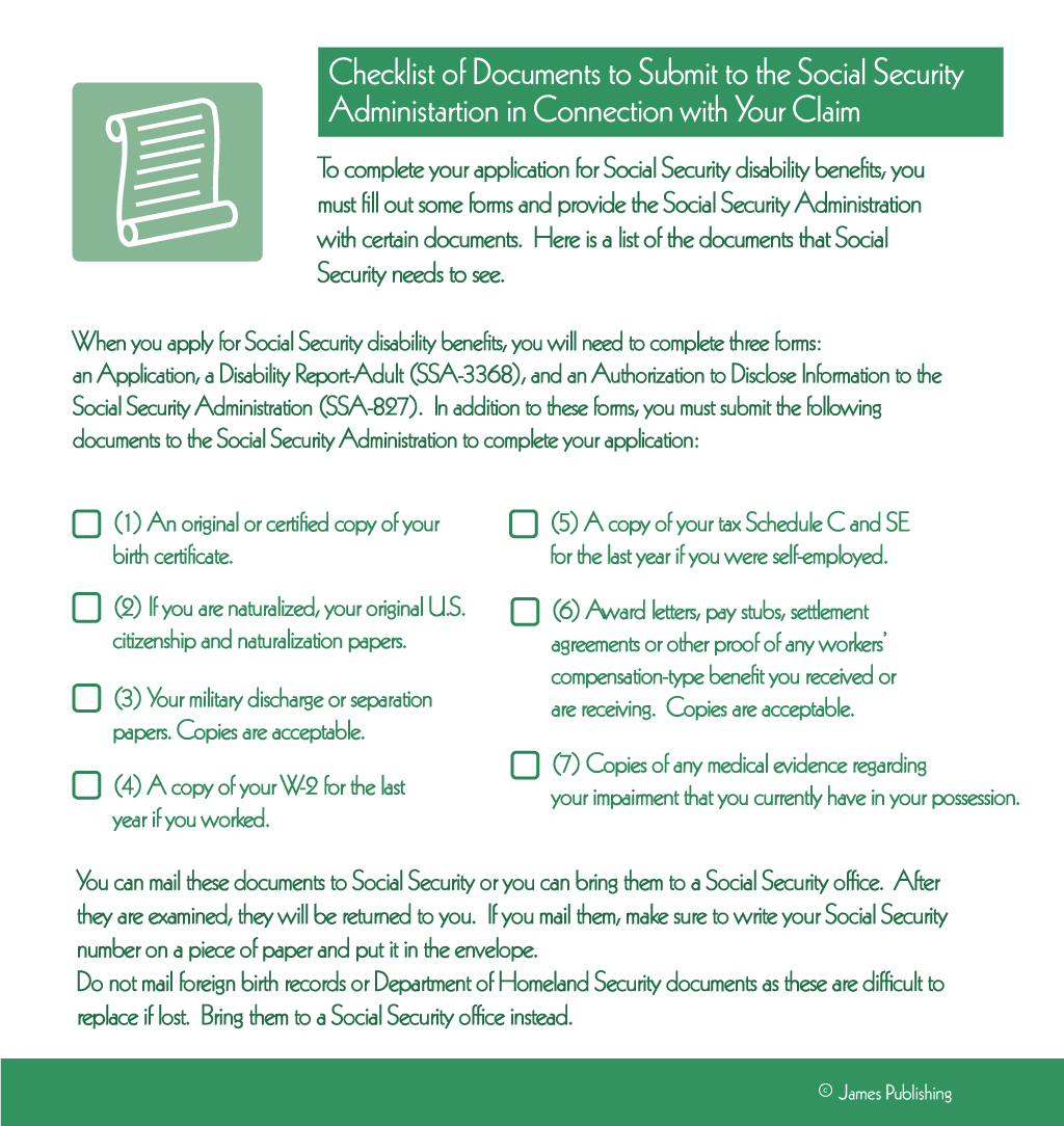 Checklist Of Documents To Submit To SSA With Your Claim | James Toolbox